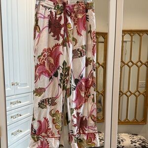 Anthropologie Pink and Green Patterned Joggers